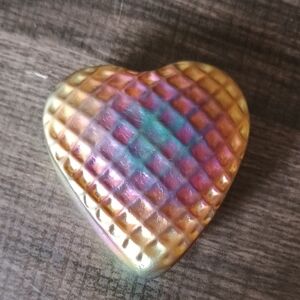 Vintage Robert Held Signed Art Glass Diamond, Waffle Pattern Paperweight